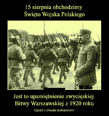 Jest to upamiętnienie zwycięskiej Bitwy Warszawskiej